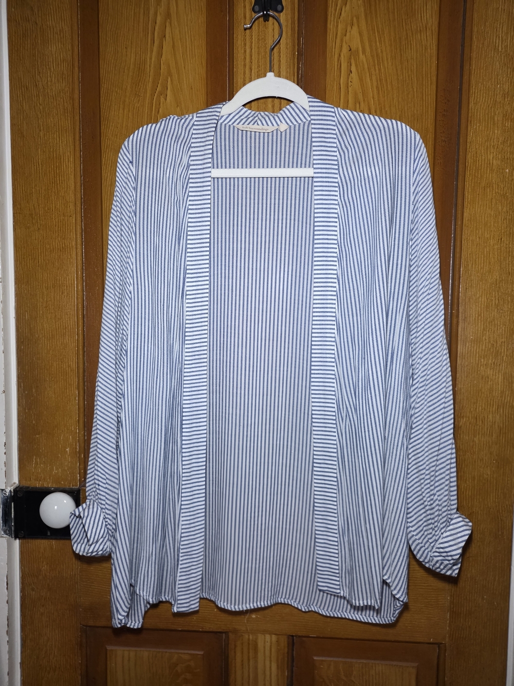 Soft Surroundings Blue & White Striped Open-Front Cardigan